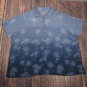 Batik Bay Shirt Mens Big 4X Blue Palm Tree Hawaiian Tropical Rayon Button Up
